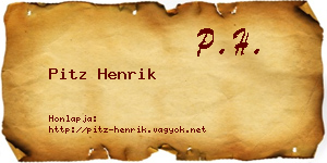 Pitz Henrik névjegykártya